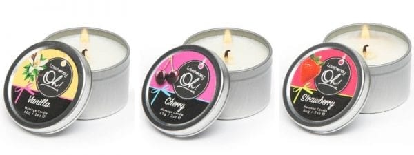 Lickable wax play candles