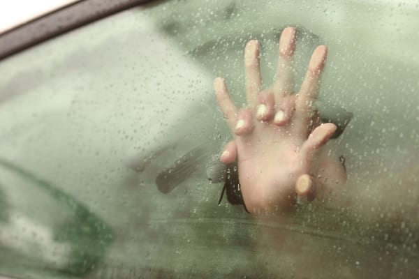 Couple having steamy sex in the car