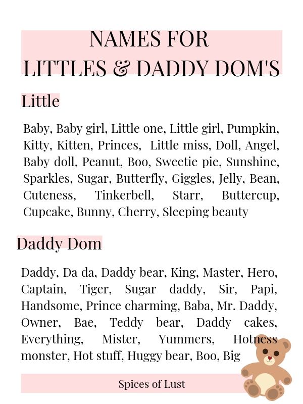 DDLG names for littles and daddy doms