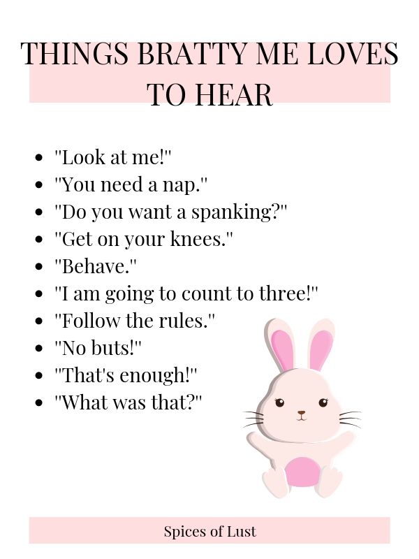 List of things DDLG brat loves to hear