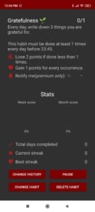 Screenshot from Obedience app - Habit overview screen
