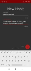 Screenshot from Obedience app - New habit creation