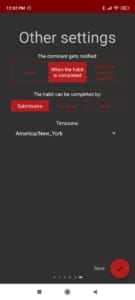 Screenshot from Obedience app - creating new habit, sixth step