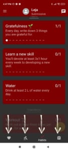 Screenshots from Obedience app - Bottom bar icons