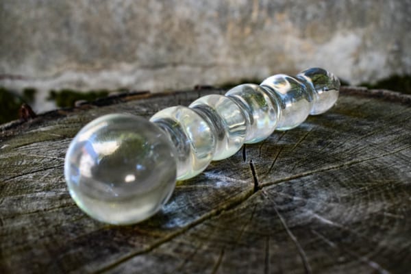 Beaded glass dildo