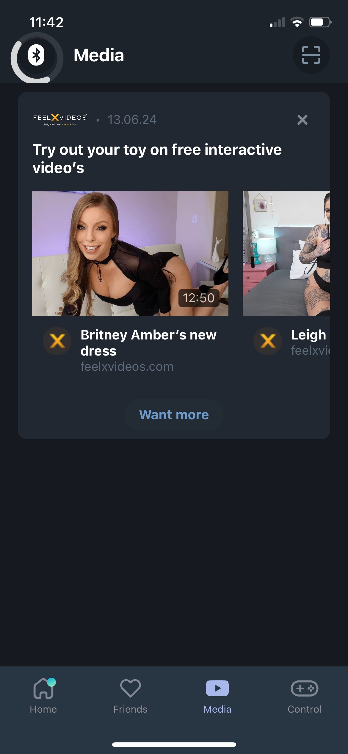 Media tab in the app