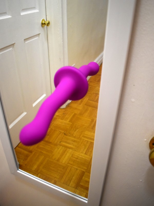 In previous ideas, you have to move your body to use a suction cup dildo,.....