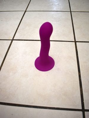 Suction cup dildo on the floor