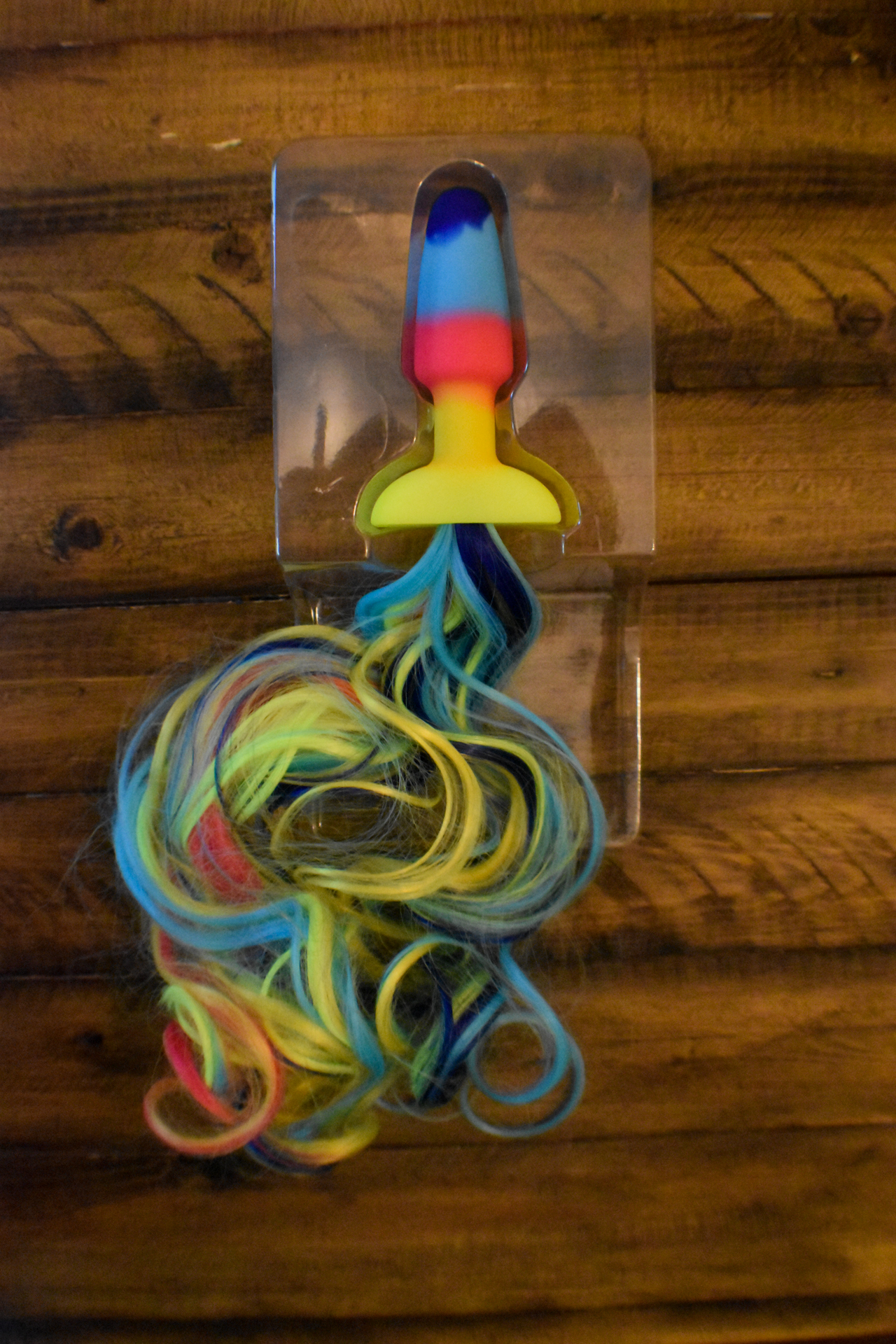 Rainbow Unicorn Tail with Anal Plug - unboxed