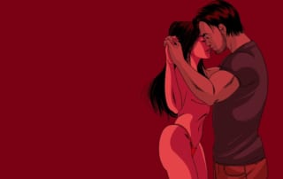Two people kissing