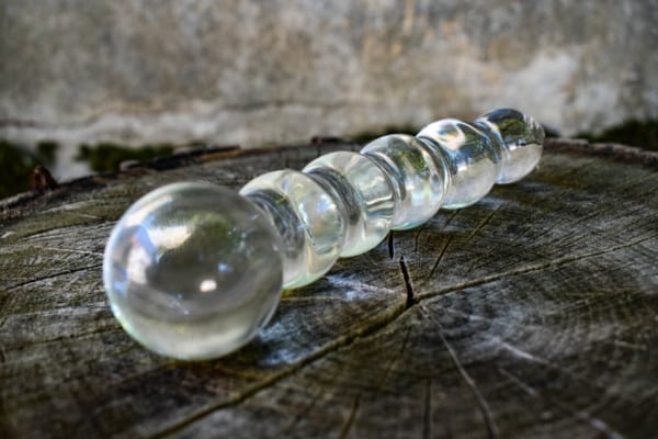 Beaded glass dildo