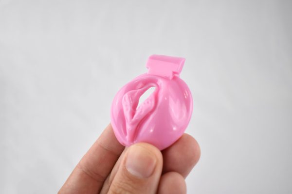 Front part of the Pink Pussy Shaped Chastity Cage