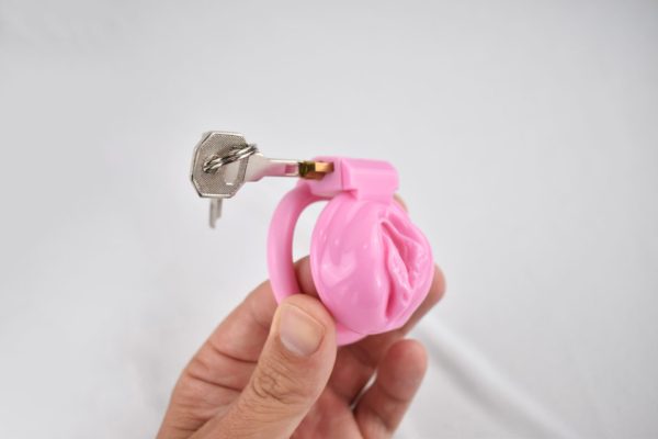 Pink Pussy Shaped Chastity Cage by The Cuck Denier