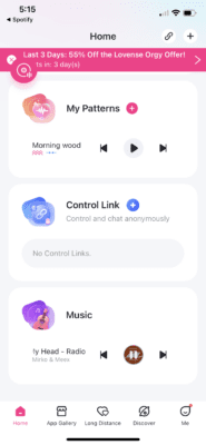 Lovense app connected with Spotify