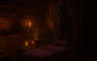 Man standing in a massage room by the massage bed AI