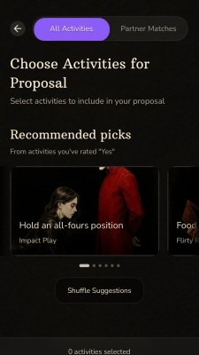 BeMoreKinky choose activities for proposal